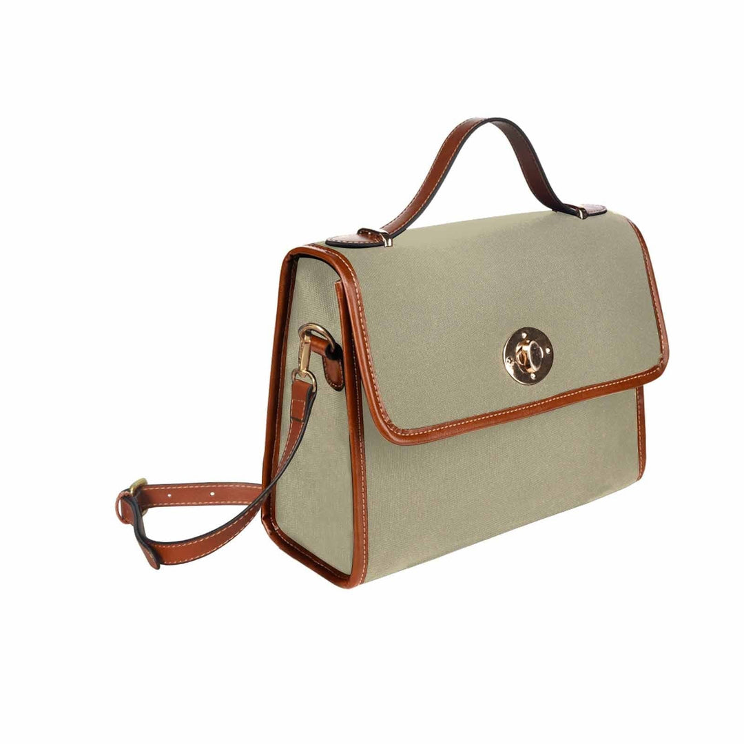 Canvas Handbag - Dark Sage Green Bag / Brown Crossbody Strap - Bags | Handbags