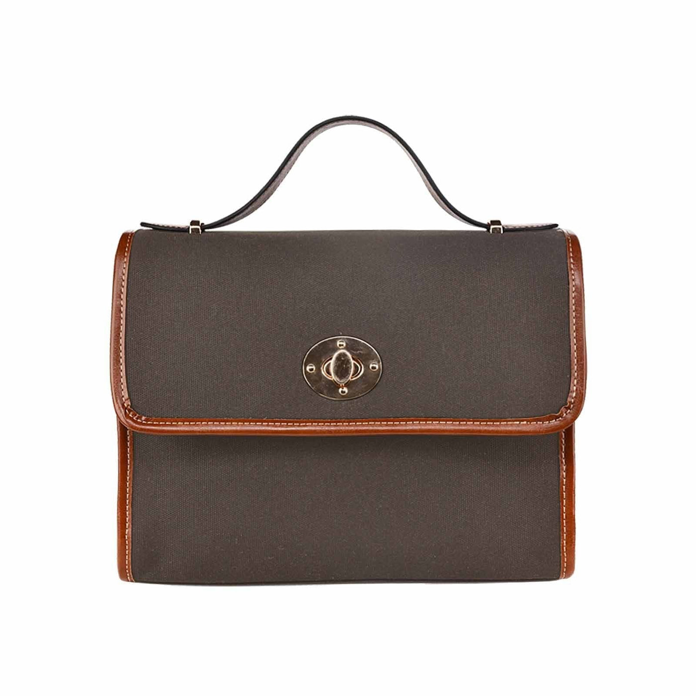 Canvas Handbag - Dark Taupe Brown Bag / Brown Crossbody Strap - Bags | Handbags