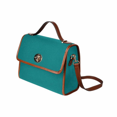 Canvas Handbag - Dark Teal Green Bag / Brown Crossbody Strap - Bags | Handbags