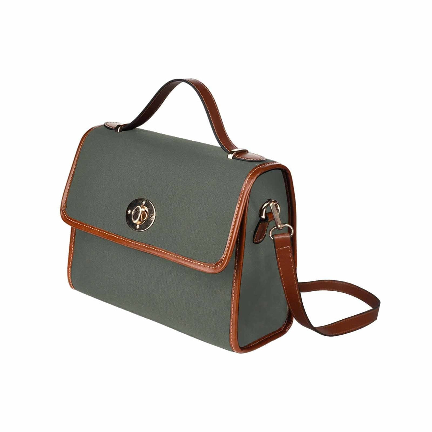 Canvas Handbag - Ebony Black Bag / Brown Crossbody Strap - Bags | Handbags