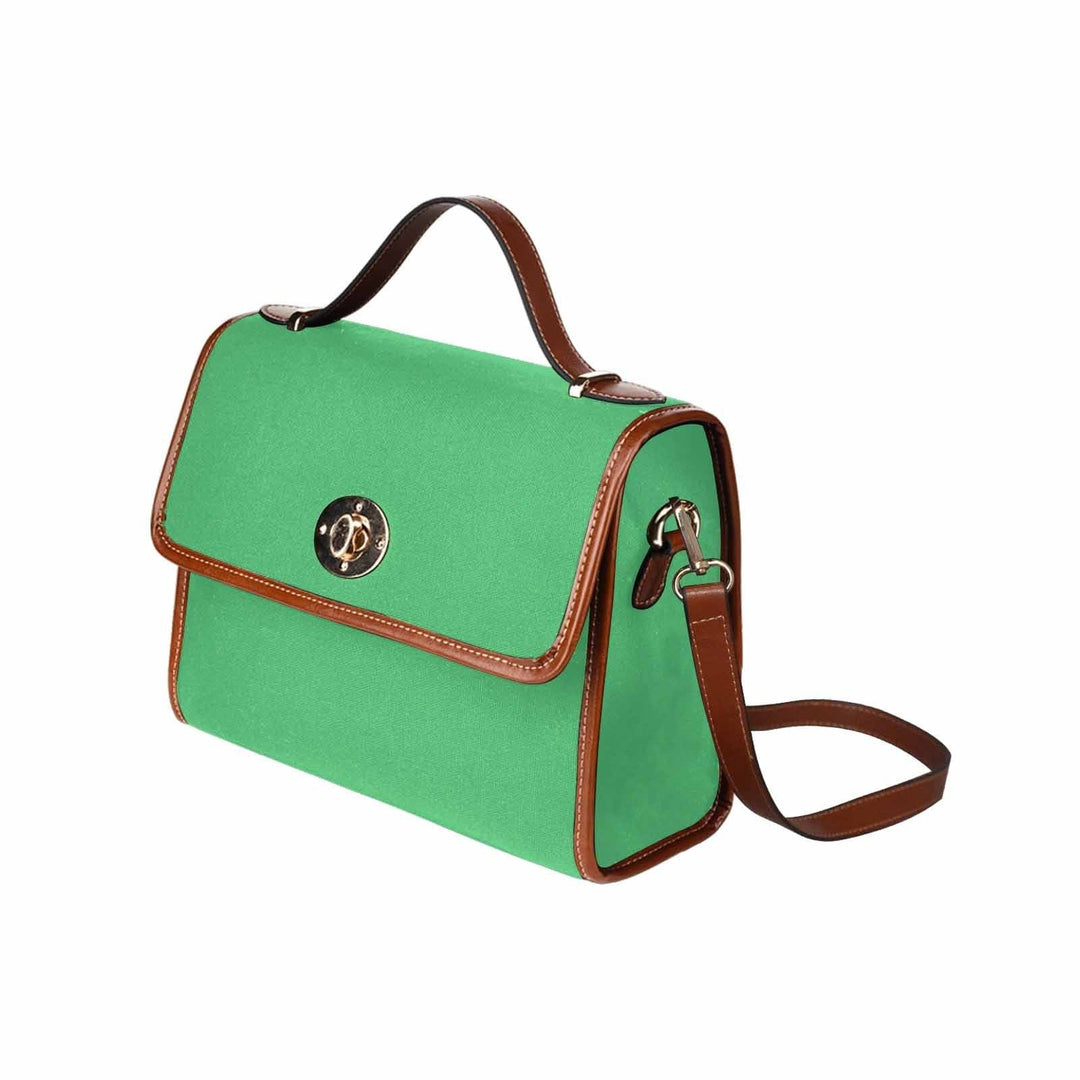 Canvas Handbag - Emerald Green Bag / Brown Crossbody Strap - Bags | Handbags