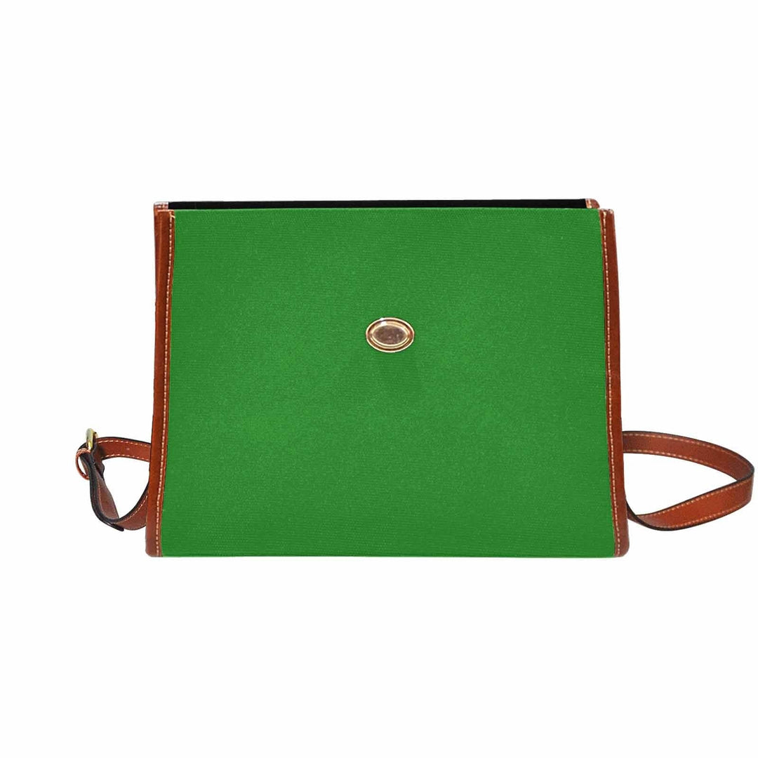 Canvas Handbag - Forest Green Bag / Brown Crossbody Strap - Bags | Handbags