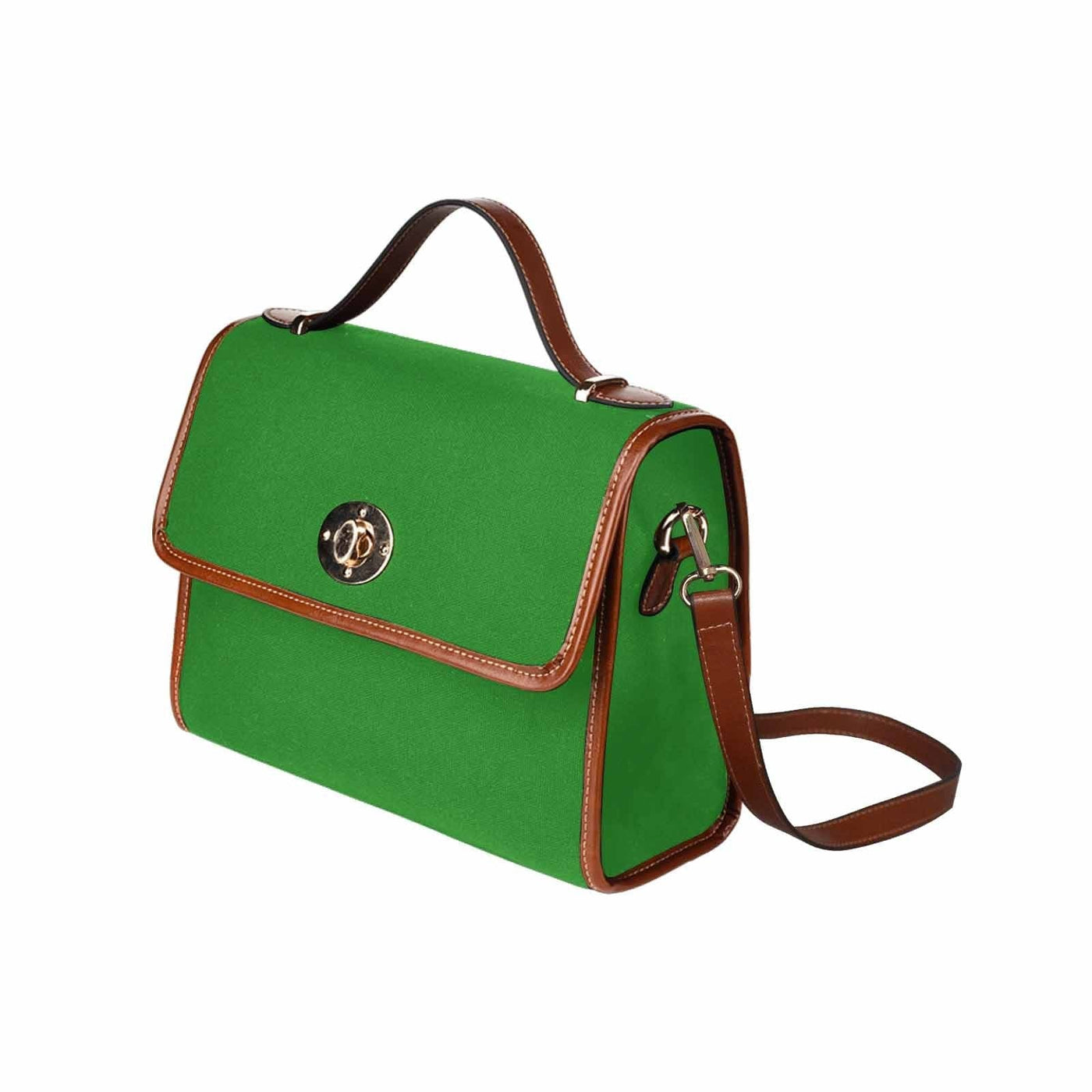 Canvas Handbag - Forest Green Bag / Brown Crossbody Strap - Bags | Handbags