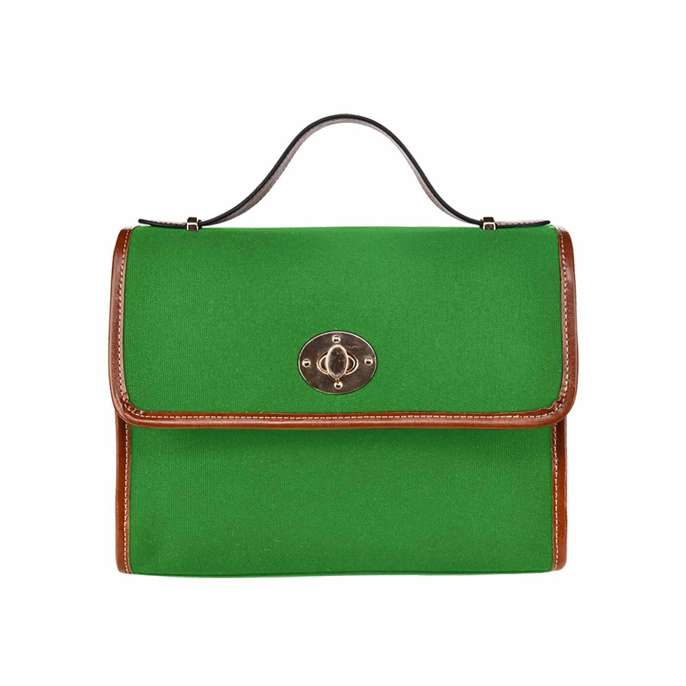 Canvas Handbag - Forest Green Bag / Brown Crossbody Strap - Bags | Handbags