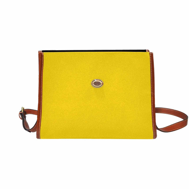 Canvas Handbag - Gold Yellow Waterproof Bag /brown Crossbody Strap - Bags