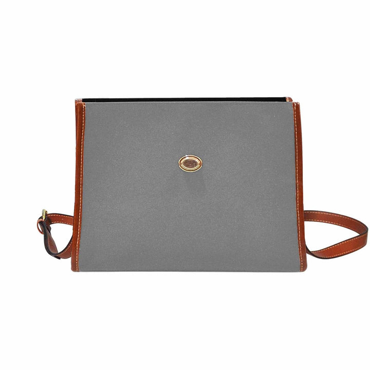 Canvas Handbag - Gray Waterproof Bag / Brown Crossbody Strap - Bags | Handbags