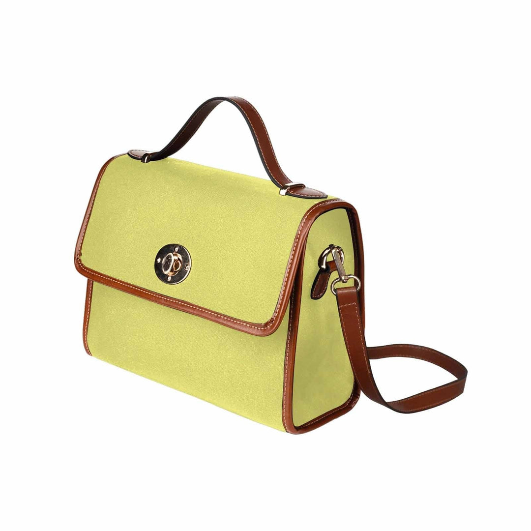 Canvas Handbag - Honeysuckle Yellow Bag / Brown Crossbody Strap - Bags