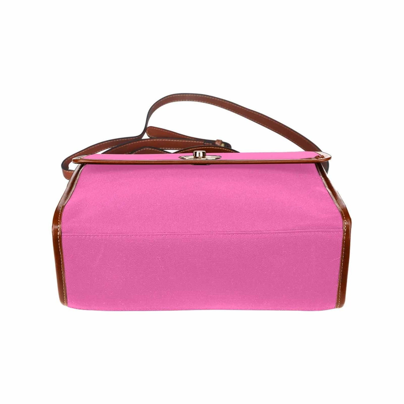Canvas Handbag - Hot Pink Waterproof Bag / Brown Crossbody Strap - Bags