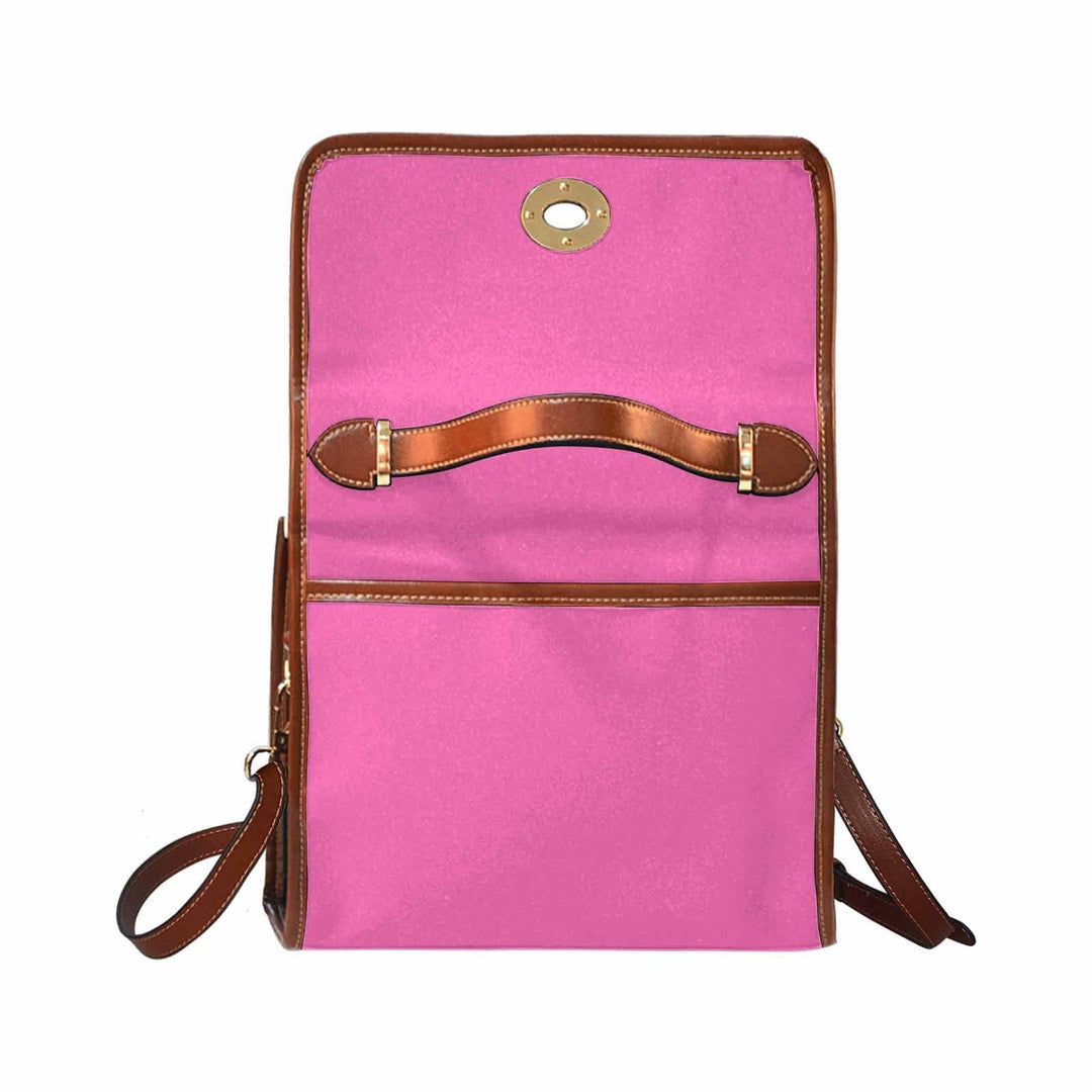 Canvas Handbag - Hot Pink Waterproof Bag / Brown Crossbody Strap - Bags