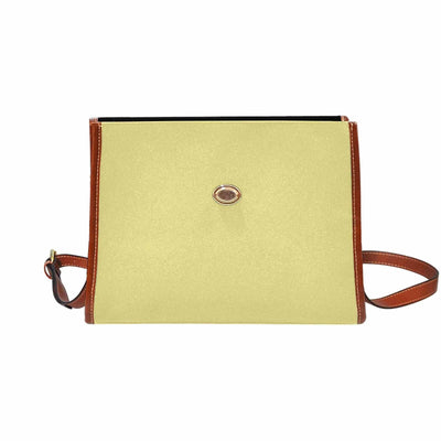 Canvas Handbag - Khaki Yellow Waterproof Bag /brown Crossbody Strap - Bags