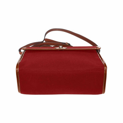 Canvas Handbag - Maroon Red Waterproof Bag /brown Crossbody Strap - Bags
