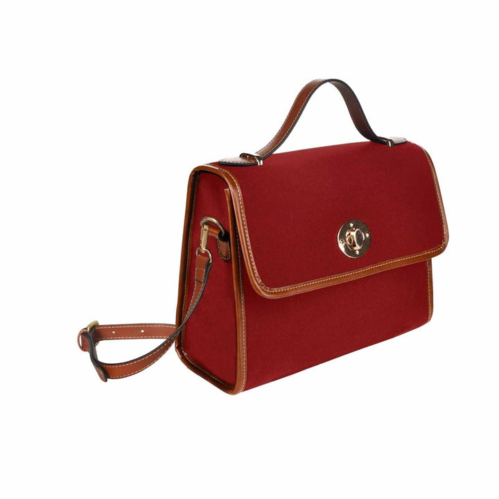 Canvas Handbag - Maroon Red Waterproof Bag /brown Crossbody Strap - Bags