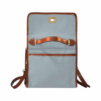Canvas Handbag - Misty Blue Gray Bag /brown Crossbody Strap - Bags | Handbags