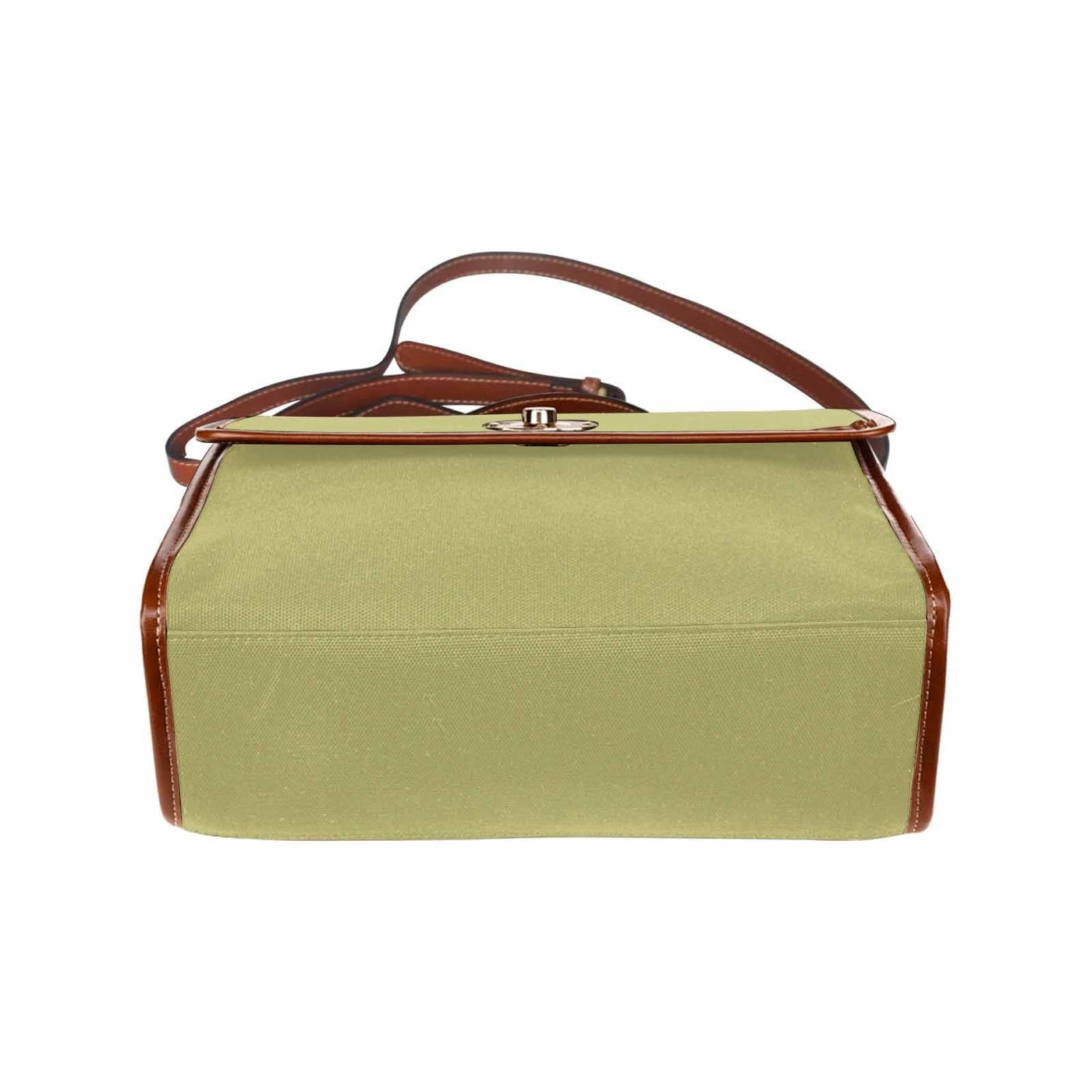 Canvas Handbag - Olive Green Waterproof Bag / Brown Crossbody Strap - Bags