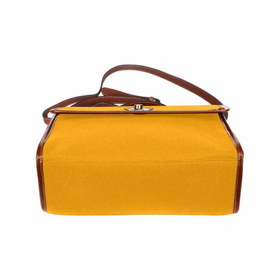Canvas Handbag - Orange Waterproof Bag / Brown Crossbody Strap - Bags | Handbags