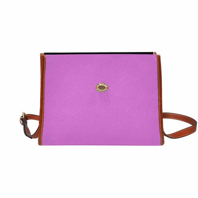 Canvas Handbag - Orchid Purple Waterproof Bag/brown Crossbody Strap - Bags