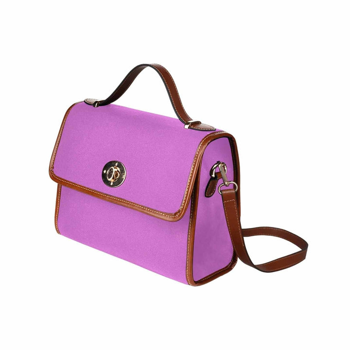 Canvas Handbag - Orchid Purple Waterproof Bag/brown Crossbody Strap - Bags