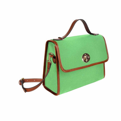 Canvas Handbag - Pastel Green Waterproof Bag /brown Crossbody Strap - Bags