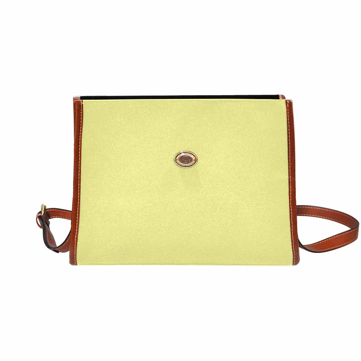 Canvas Handbag - Pastel Yellow Bag / Brown Crossbody Strap - Bags | Handbags