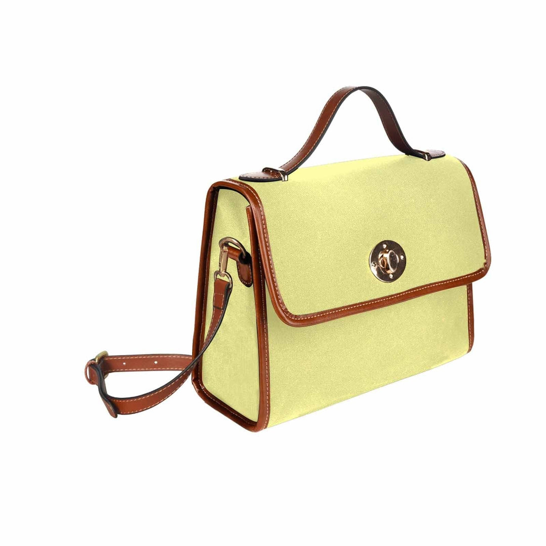 Canvas Handbag - Pastel Yellow Bag / Brown Crossbody Strap - Bags | Handbags