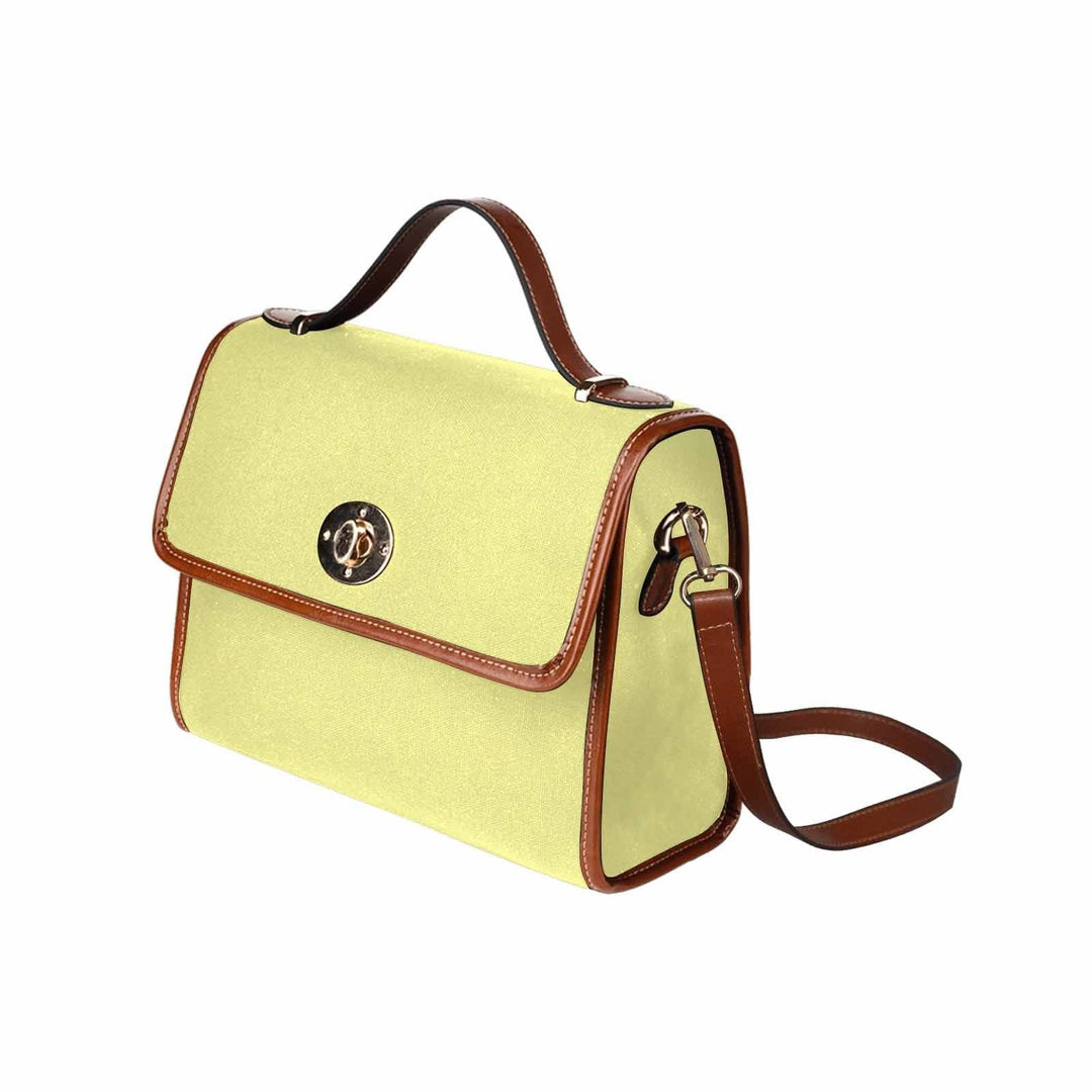 Canvas Handbag - Pastel Yellow Bag / Brown Crossbody Strap - Bags | Handbags