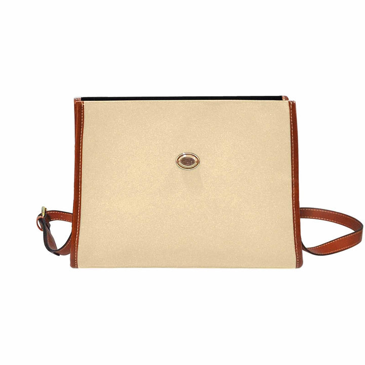 Canvas Handbag - Peach Waterproof Bag / Brown Crossbody Strap - Bags | Handbags