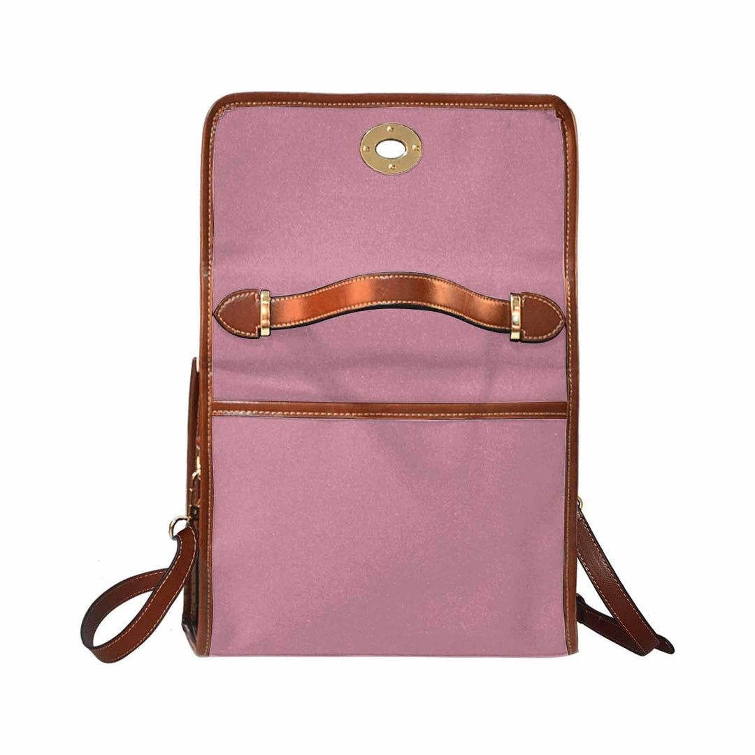 Canvas Handbag - Puce Red Waterproof Bag /brown Crossbody Strap - Bags