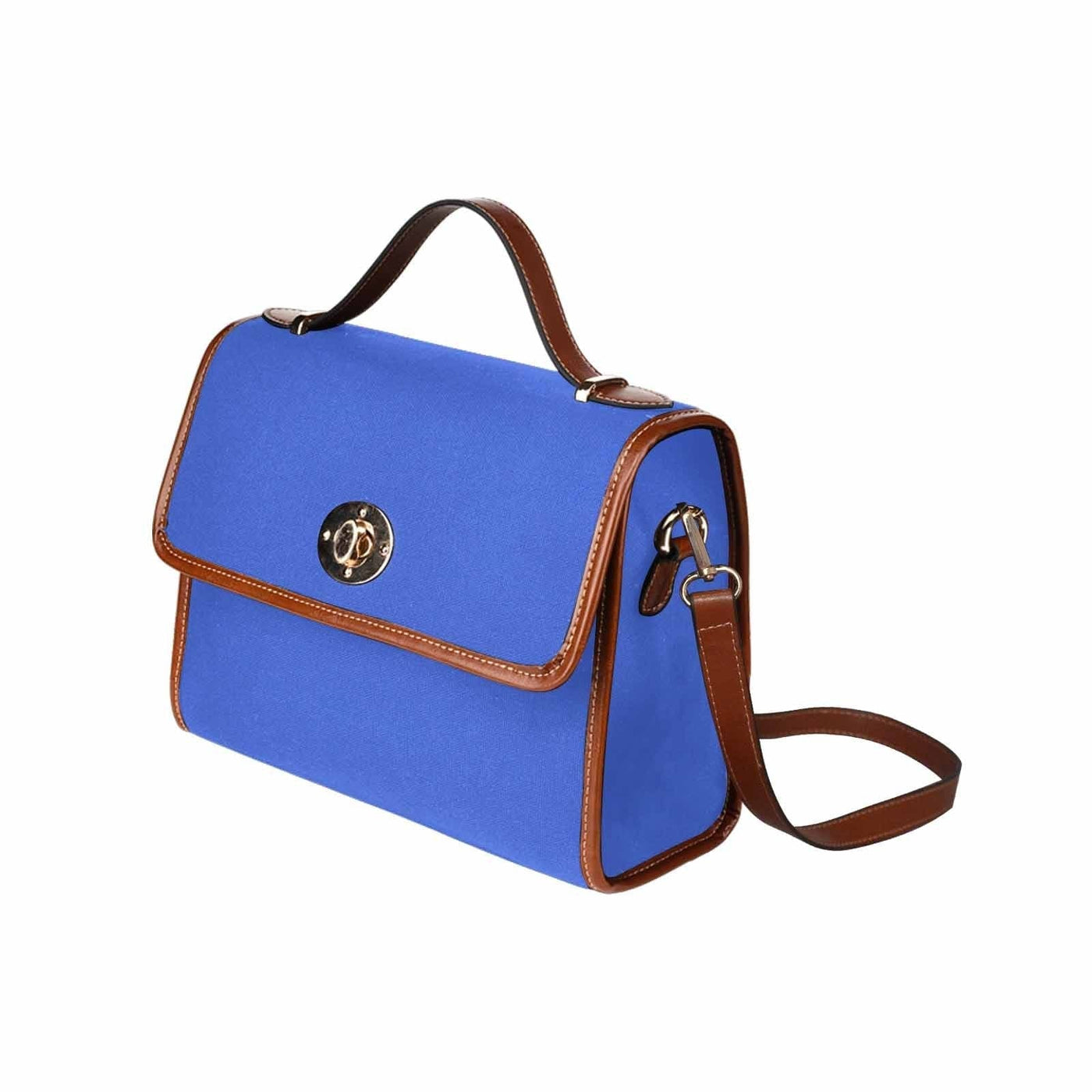 Canvas Handbag - Royal Blue Waterproof Bag /brown Crossbody Strap - Bags |