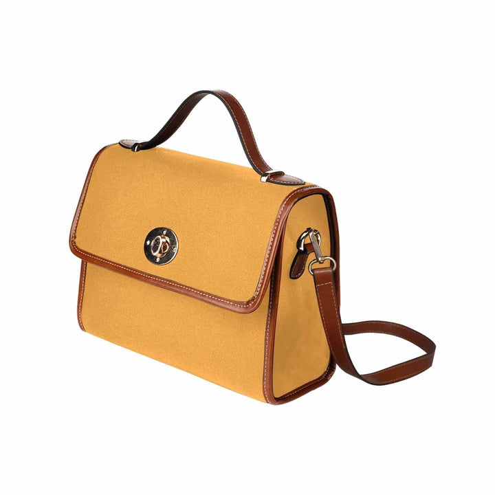 Canvas Handbag - Yellow Orange Waterproof Bag/brown Crossbody Strap - Bags