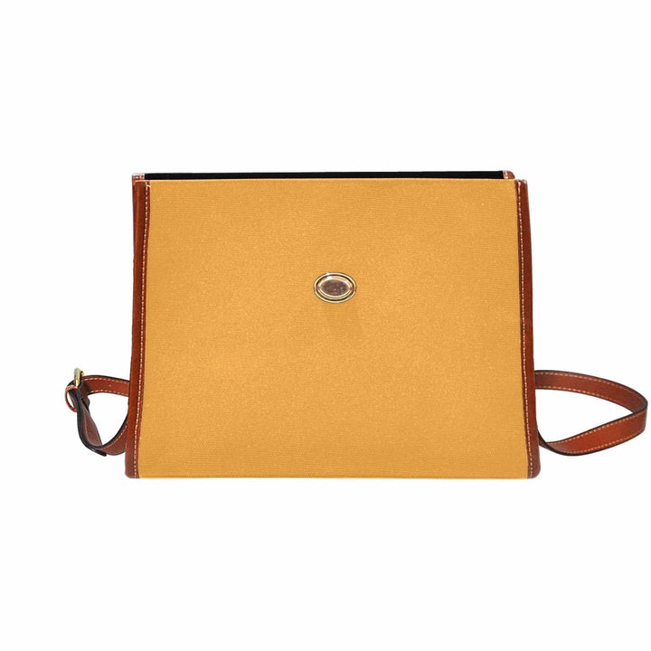 Canvas Handbag - Yellow Orange Waterproof Bag/brown Crossbody Strap - Bags