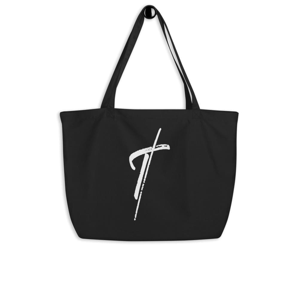 Large Black Tote Bag - Cross Inspirational Print - Bags | Tote Bags | Cotton