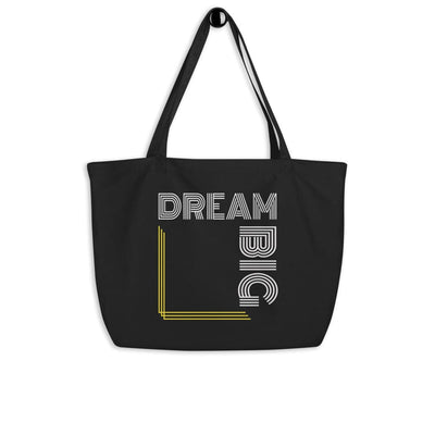 Large Black Tote Bag - Dream Big Inspirational Print - Bags | Tote Bags | Cotton