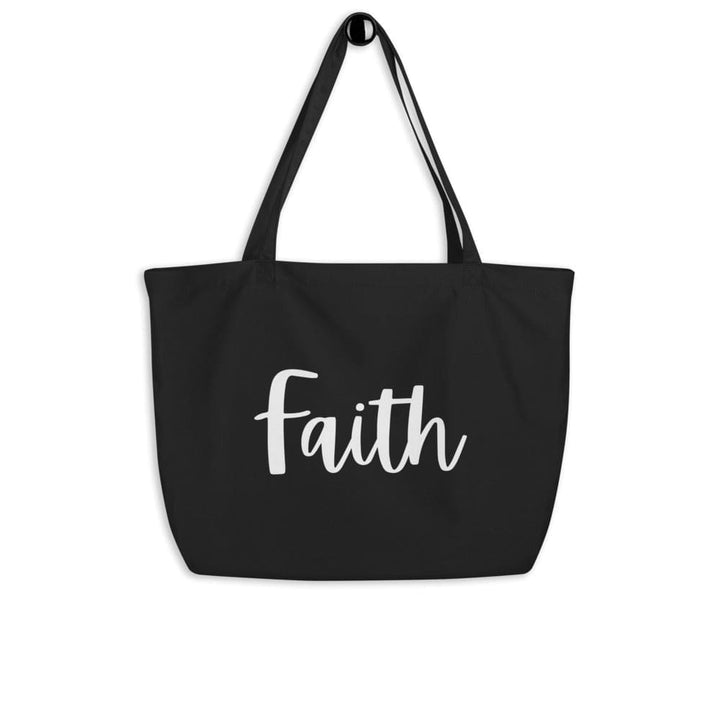 Large Black Tote Bag - Faith Inspirational Print - Bags | Tote Bags | Cotton