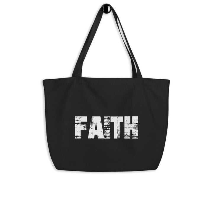 Large Black Tote Bag - Faith Inspirational Print - Bags | Tote Bags | Cotton