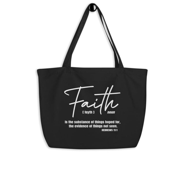 Large Black Tote Bag - Faith Inspirational Print - Bags | Tote Bags | Cotton