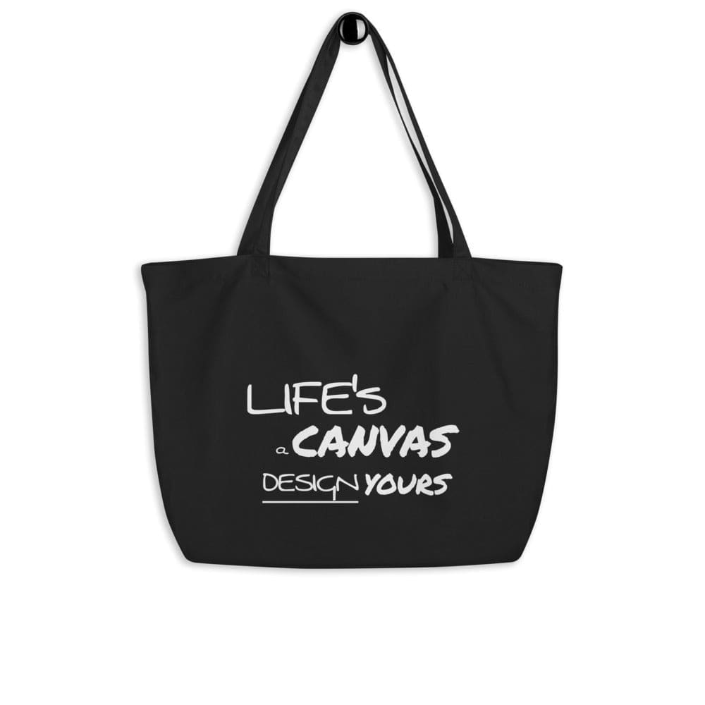 Large Black Tote Bag - Lifes a Inspirational Print - Bags | Tote Bags | Cotton