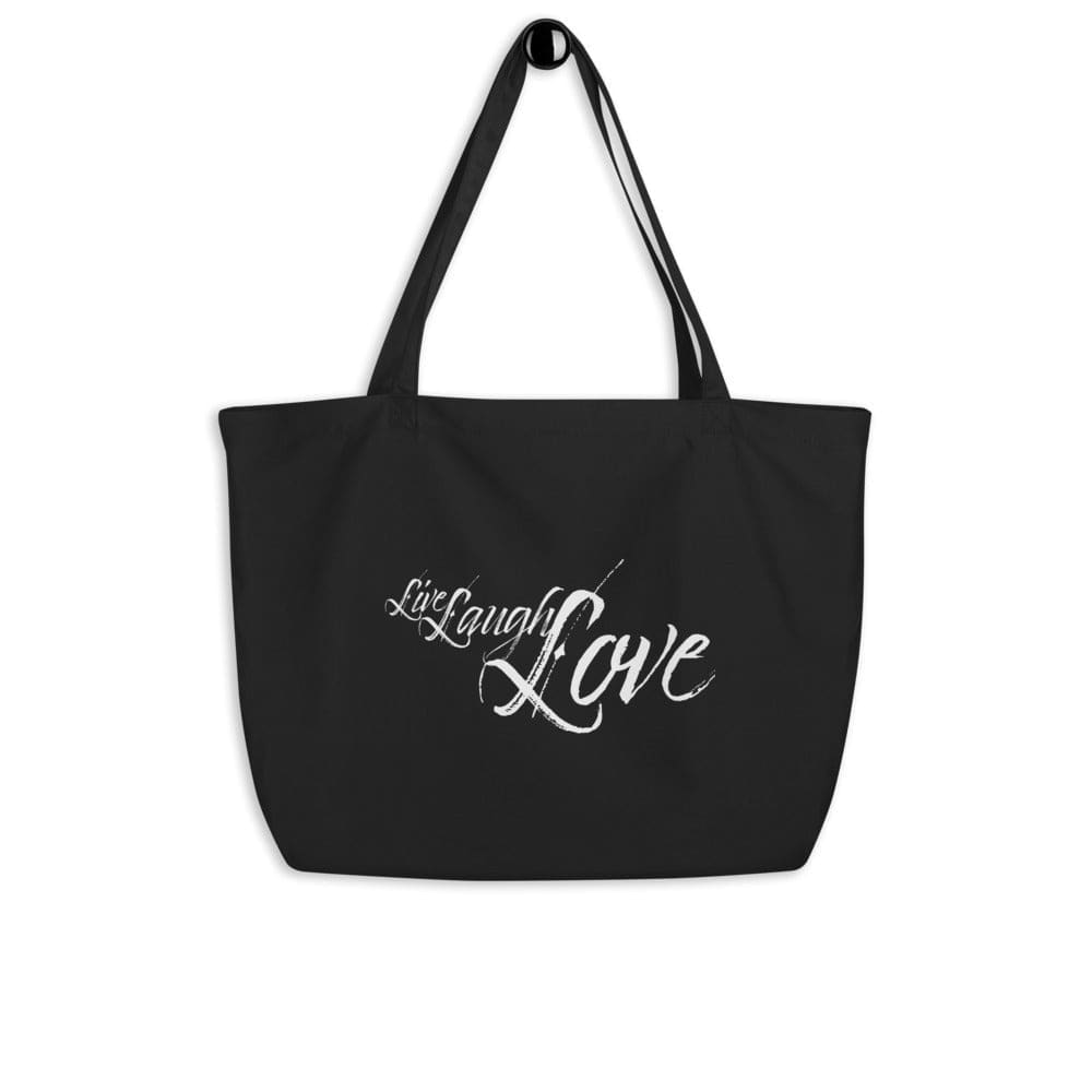 Large Black Tote Bag - Live Laugh Love Inspirational Print - Bags | Tote Bags
