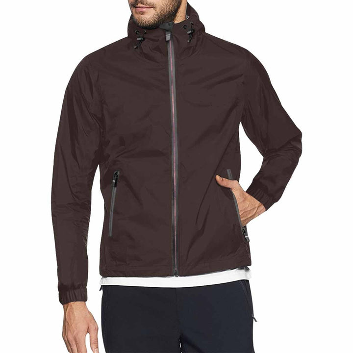 Carafe Brown Hooded Windbreaker Jacket - Men / Women - Mens/Jackets/Windbreakers