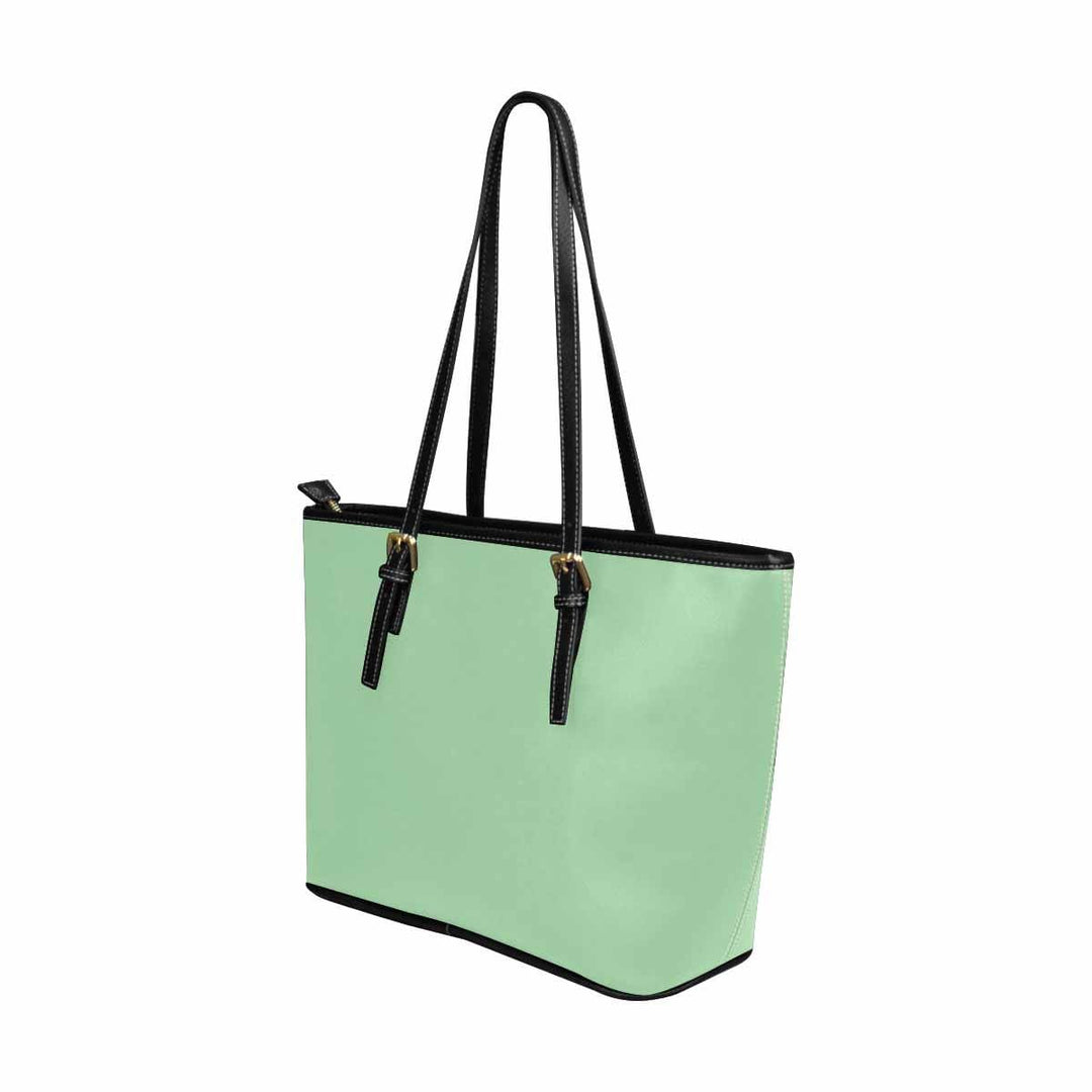 Large Leather Tote Shoulder Bag - Celadon Green - Bags | Leather Tote Bags