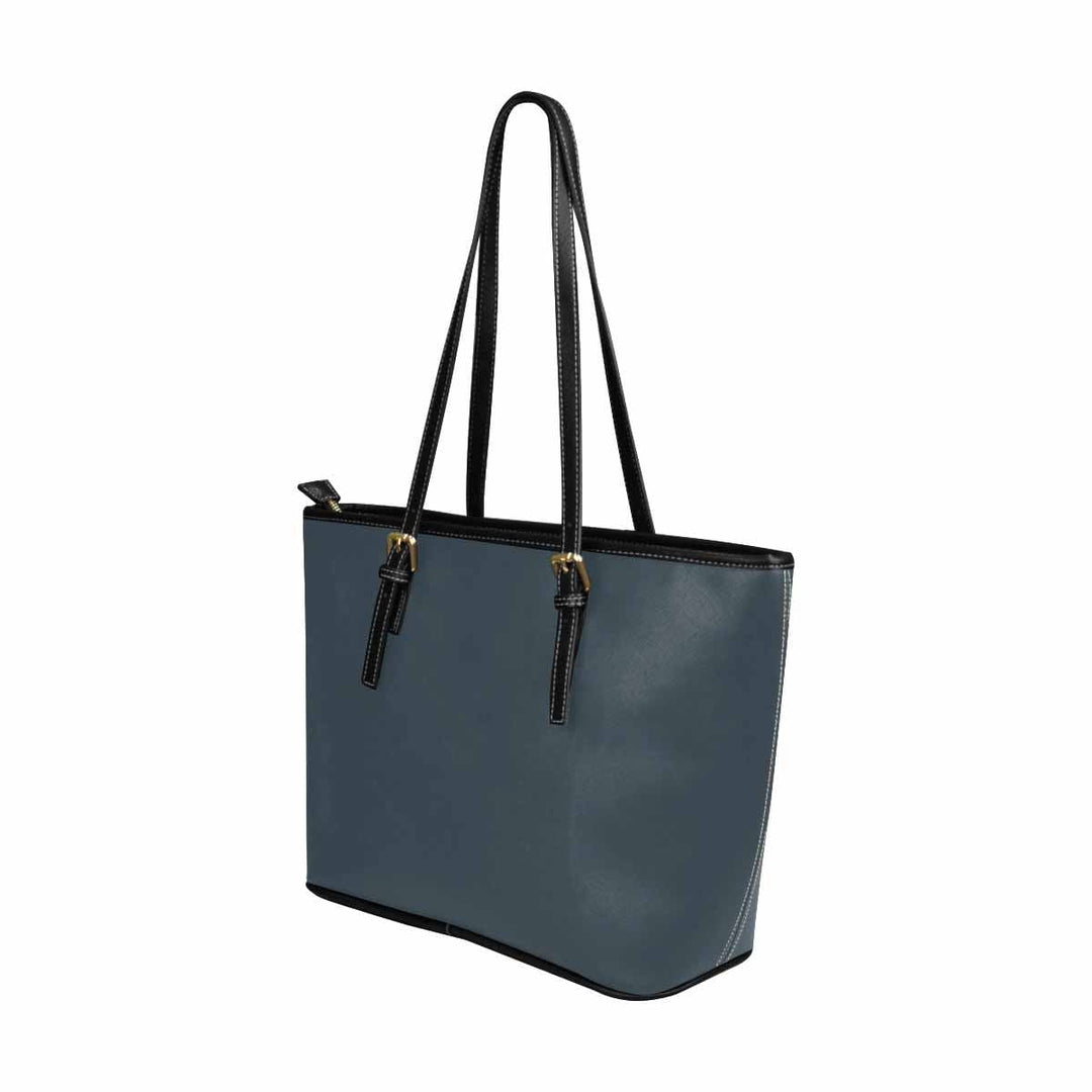 Large Leather Tote Shoulder Bag - Charcoal Black - Bags | Leather Tote Bags