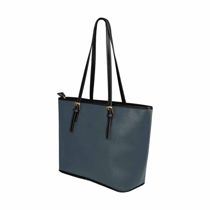 Large Leather Tote Shoulder Bag - Charcoal Black - Bags | Leather Tote Bags