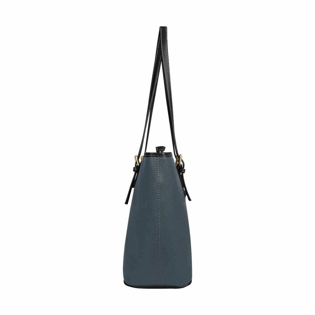 Large Leather Tote Shoulder Bag - Charcoal Black - Bags | Leather Tote Bags