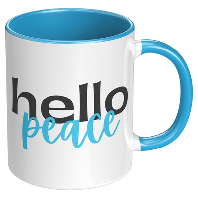 Coffee Cup Accent Ceramic Mug 11oz Hello Peace Light Blue - Decorative