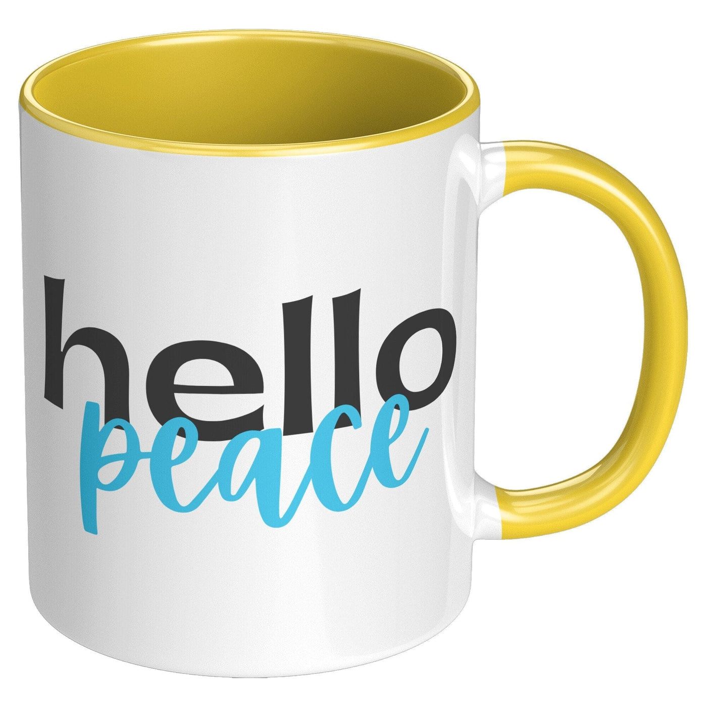 Coffee Cup Accent Ceramic Mug 11oz Hello Peace Light Blue - Decorative
