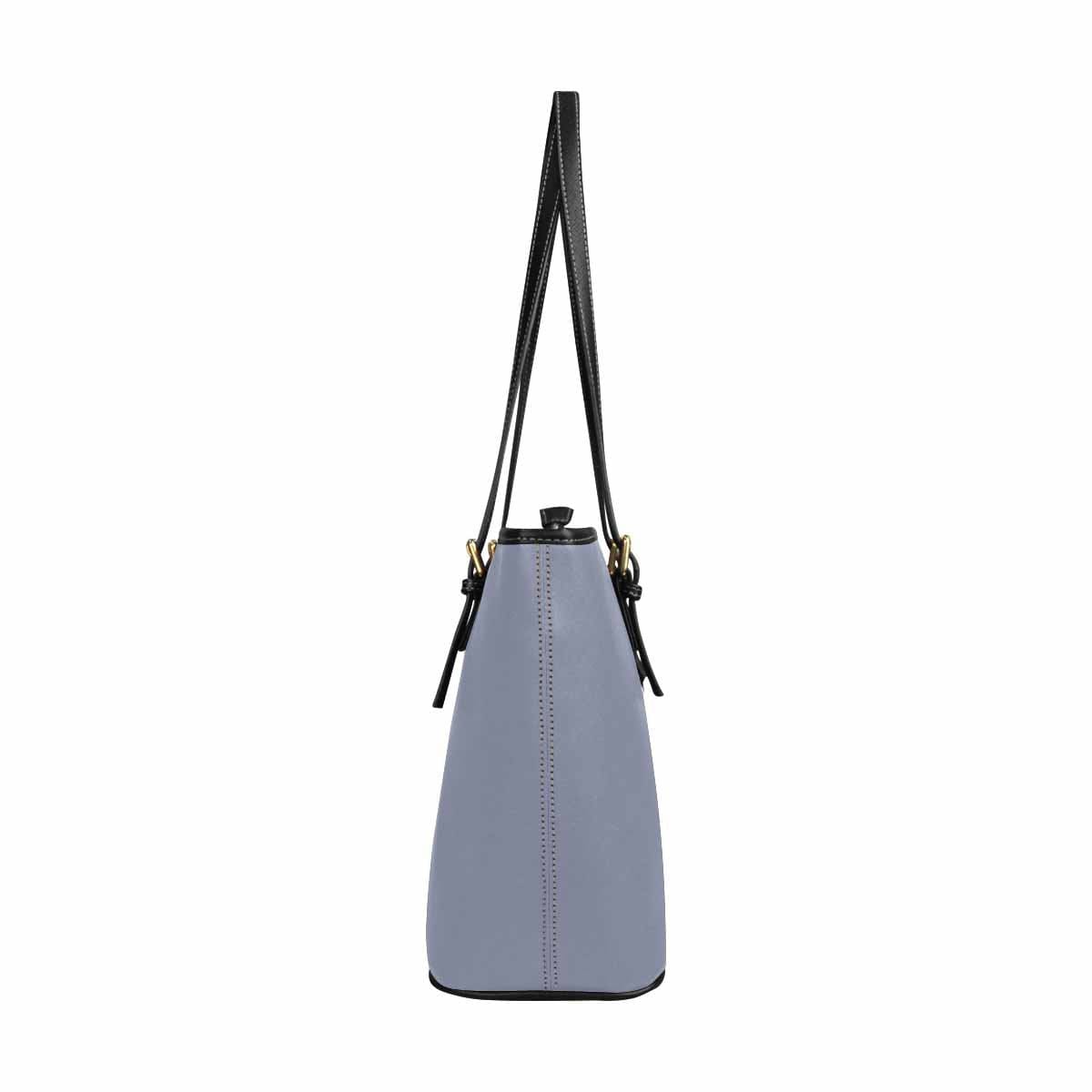 Large Leather Tote Shoulder Bag - Cool Gray - Bags | Leather Tote Bags