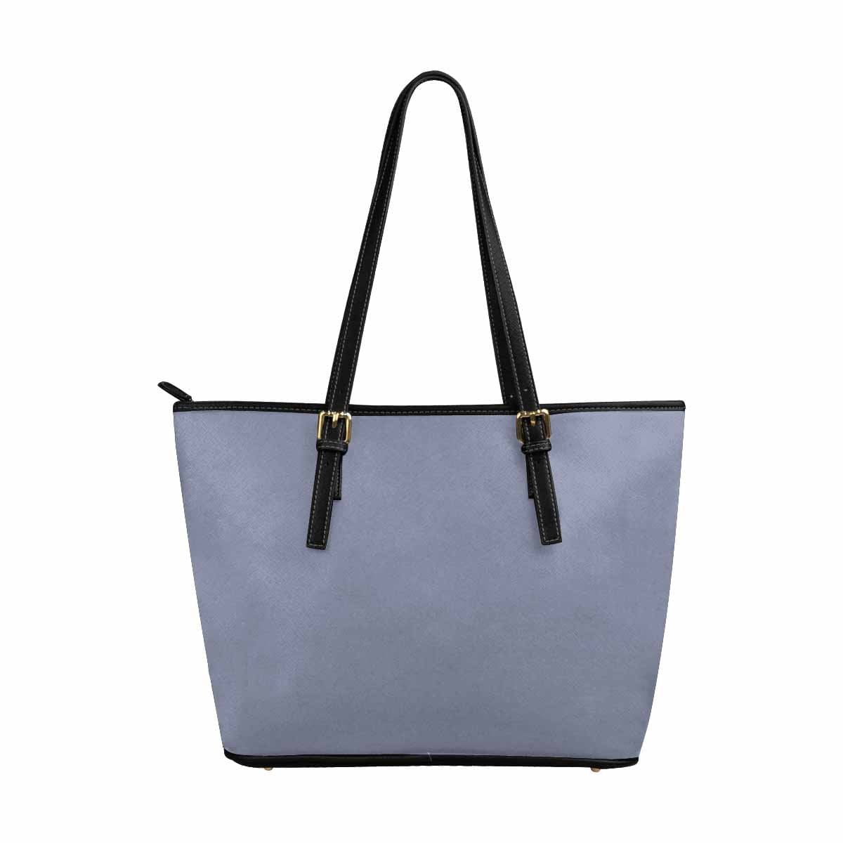 Large Leather Tote Shoulder Bag - Cool Gray - Bags | Leather Tote Bags