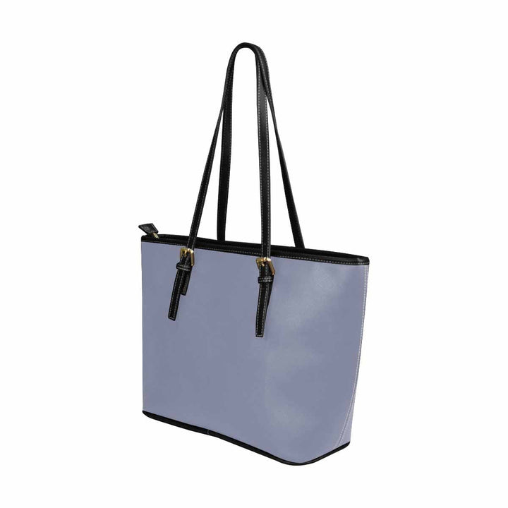 Large Leather Tote Shoulder Bag - Cool Gray - Bags | Leather Tote Bags