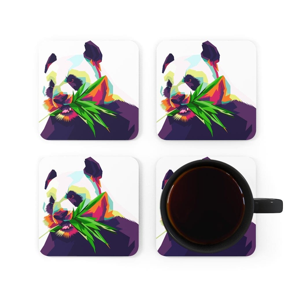 Corkwood Coaster Set - 4 Pieces / Colorful Pop Art Panda - Decorative | Coasters