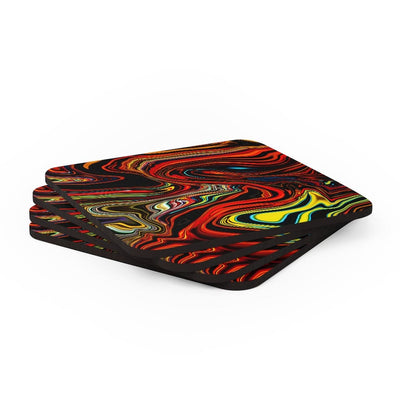 Corkwood Coaster Set - 4 Pieces Multicolor Marble Print - Decorative | Coasters