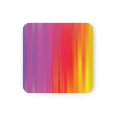 Corkwood Coaster Set - 4 Pieces / Multicolor Rainbow Mist - Decorative |